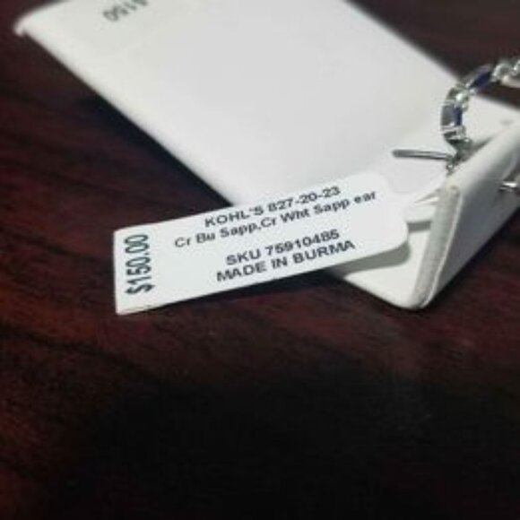 Sapphire Earrings, Blue And White (Lab Created Stone) - Jewelry - Picture 5 of 5